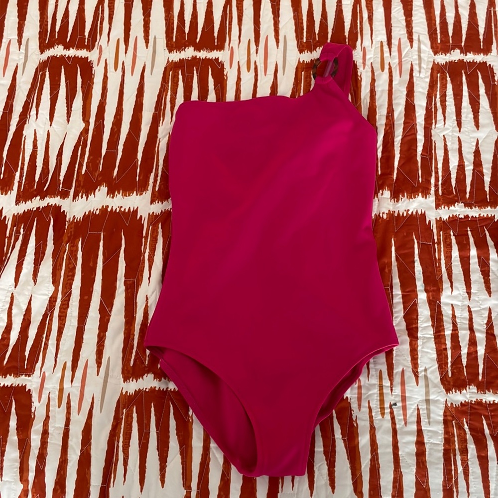 Vilebrequin woman one piece swim suit bodysuit swimwear hot pink one shoulder